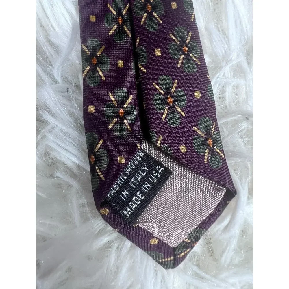 Vintage Christian Dior Monsieur Tie Mens Silk Floral Pattern Made In Italy 90s